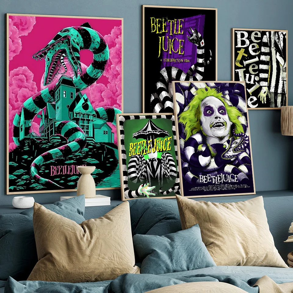 Tim gombík b-beetlejuice dobrej kvality výtlačky a plagáty s nálepkou DIY ROOM BAR CAFE