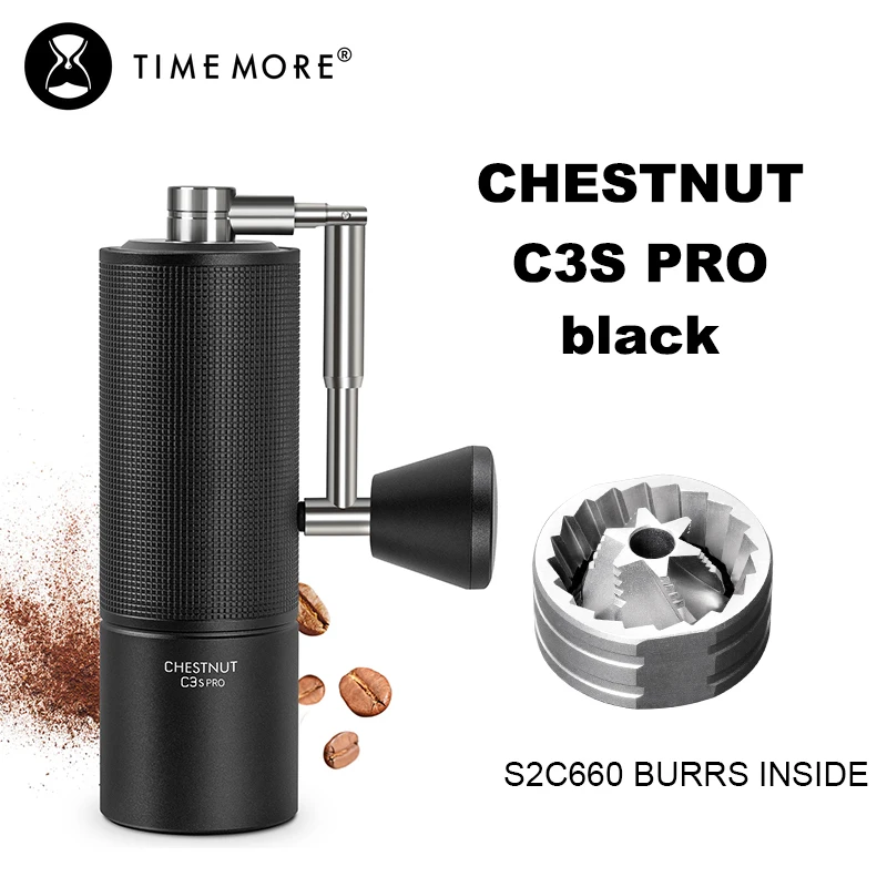 Timemore Gaštan C3S Pro / C3esp Pro Ručný kávový mlynček s skladacou kľukou S2C vo vnútri prenosného rúk espressa mlynčeka