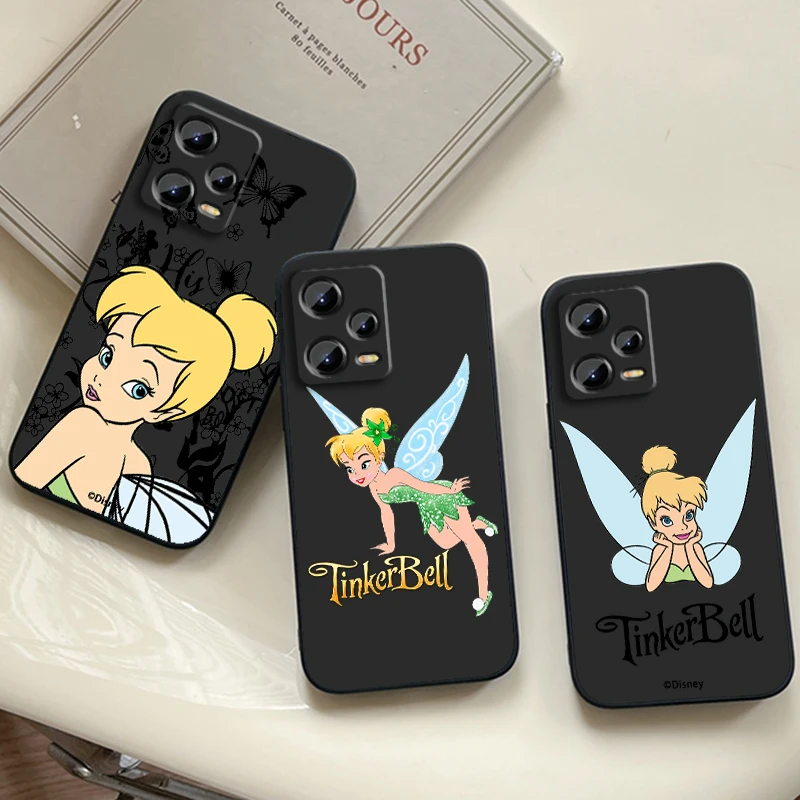 Tinker Bell Disney Princess pre Xiaomi Redmi Poznámka 13 12R 12S Turbo 11 11T 11S 10S Pro Plus 5G Čierny kryt telefónu telefón