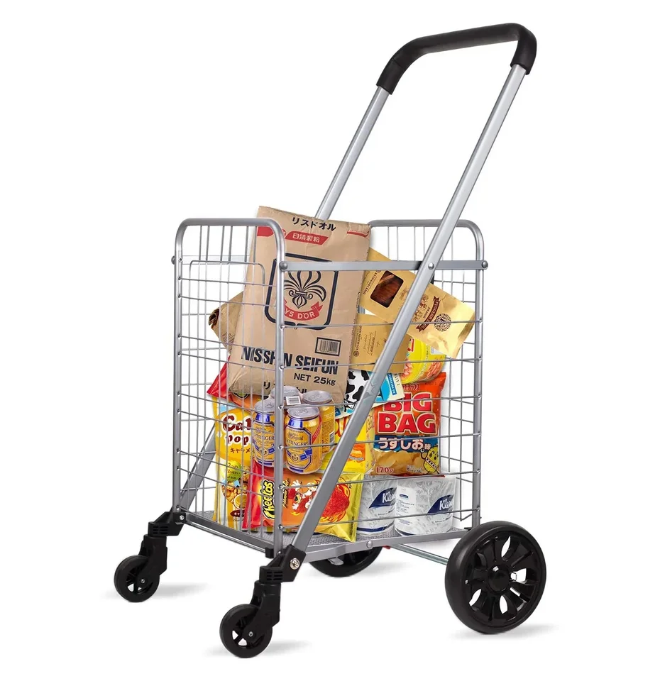 Tinleys Ručné vozíky Tianyu Trolleys Trovateľný a silný kovový skladací supermarket Nákupné batožiny