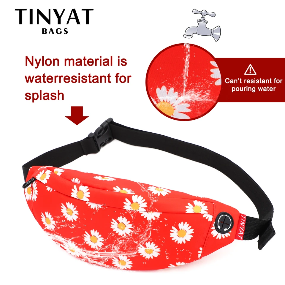 Tinyat červený kvetinový pás taška pre ženy 2024 Trendy Daisy Pattern Fanny Pack nastaviteľný remienok Ideálny pre cestovné outdoorové aktivity