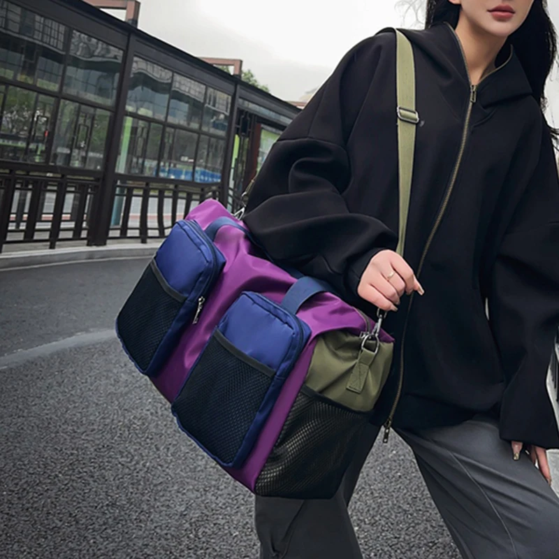 Tiptoegirls obložená fitness cestovná taška na veľkú kapacitu Dámska ruka s ľahkou hmotnosťou nylonová tkanina taška na rameno Pattwork Design