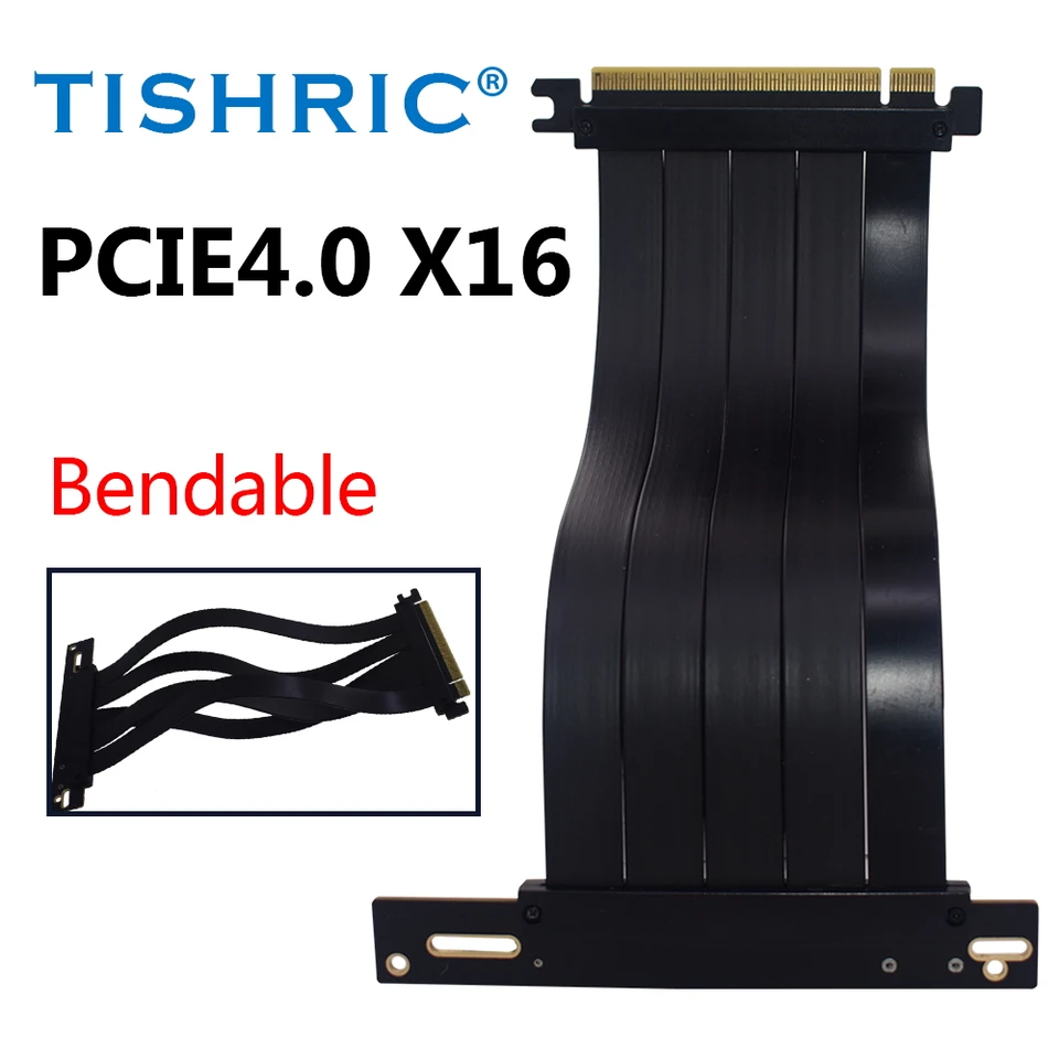 Tishric Hliníková zliatina Držiteľ grafickej karty PCIE3.0 Priemyselné PCIE4.0 X16 Riser predlžovací kábel Vertikálna PC Graphics Card Držiak karty