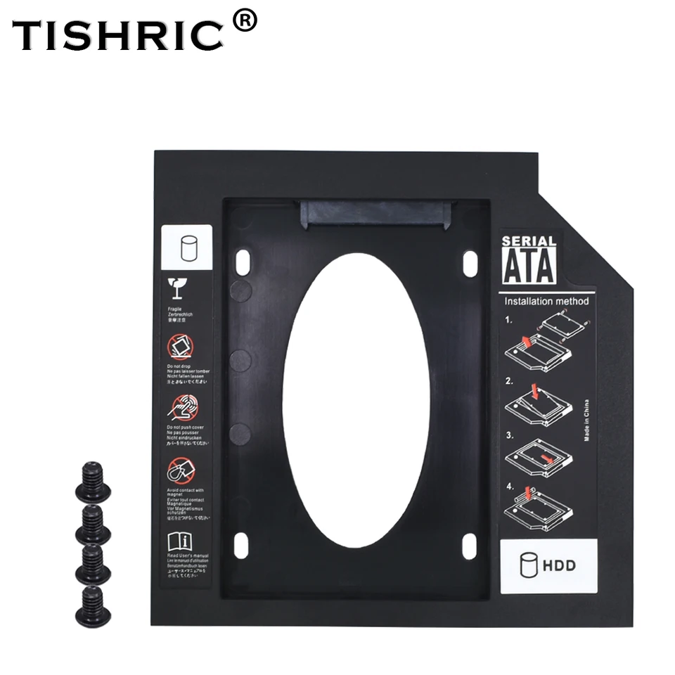 Tishric Plastic 9.5/12,7 mm HDD Caddy 2. druhý MSATA SSD na SATA Universal HDD CADDY CONSURE Adapter DVD Tvrdý box pre CD