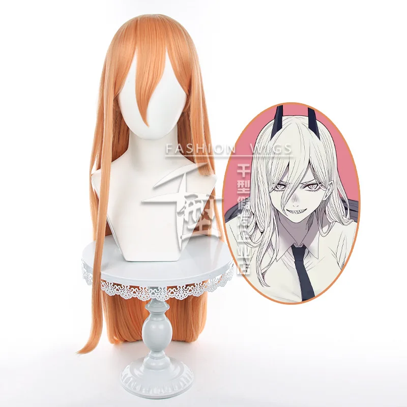 [Tisíc typu] Cosplay reťaz píla Man/Chainsaw Man Pawa Silné mlieko oranžové dlhé vlasy cos anime parochňa 90 cm