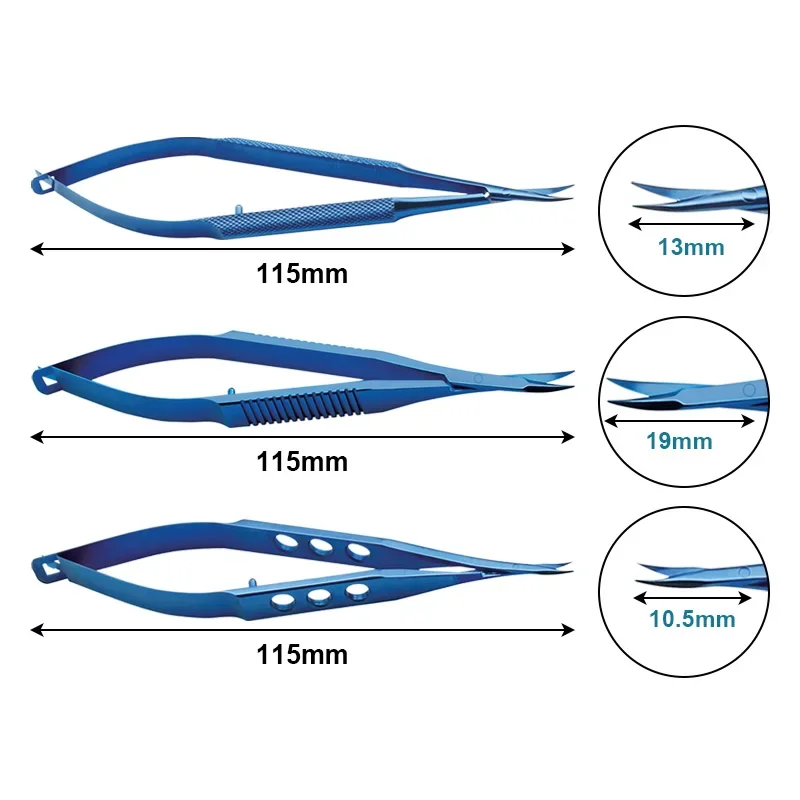 Titanium zliatina Westcott Stitch Nožnice zakrivené chirurgické nožnice očný chirurgický nástroj Oftalmický nástroj