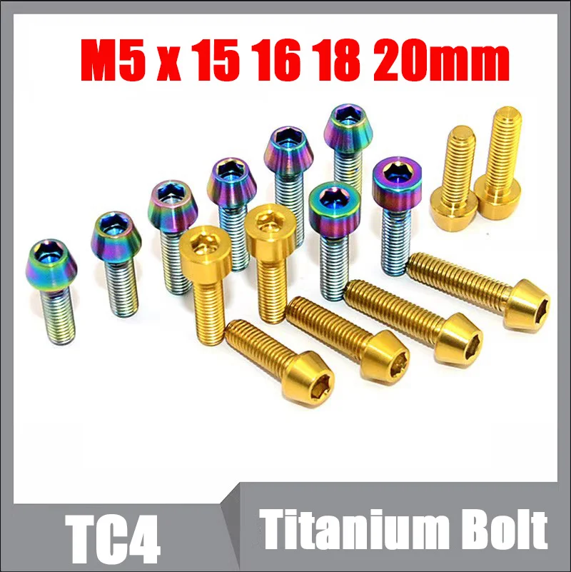 Titánska skrutka M5 x 15 16 18 18 mm Allen Key Cylindric/Cheper Head Skrutky Strieborné dúhové zlato pre sedlovku na bicykli