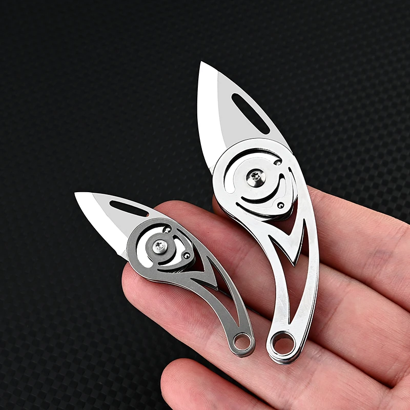 Titánska zliatina Mini skladací nôž vysoká tvrdosť D2 oceľový ostrý nôž s keychainovým príveskom Demassembly Express Open Box EDC Nástroj EDC