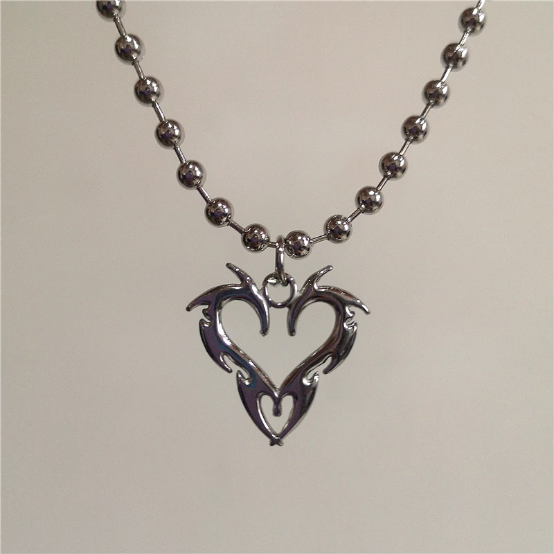 Titánsky oceľ Thorn Heart Prívesok Náhrdelník pre mužov Ženy y2k hip hop punk kúzlo korálky reťazce reťaze Choker goth šperky
