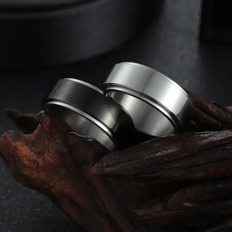 Titánsky oceľový úzkosť prsteň pre mužov Ženy Spinner Fidgets Rings Rings Rings Freely točenie proti stresu doplnky šperky 2021 darček