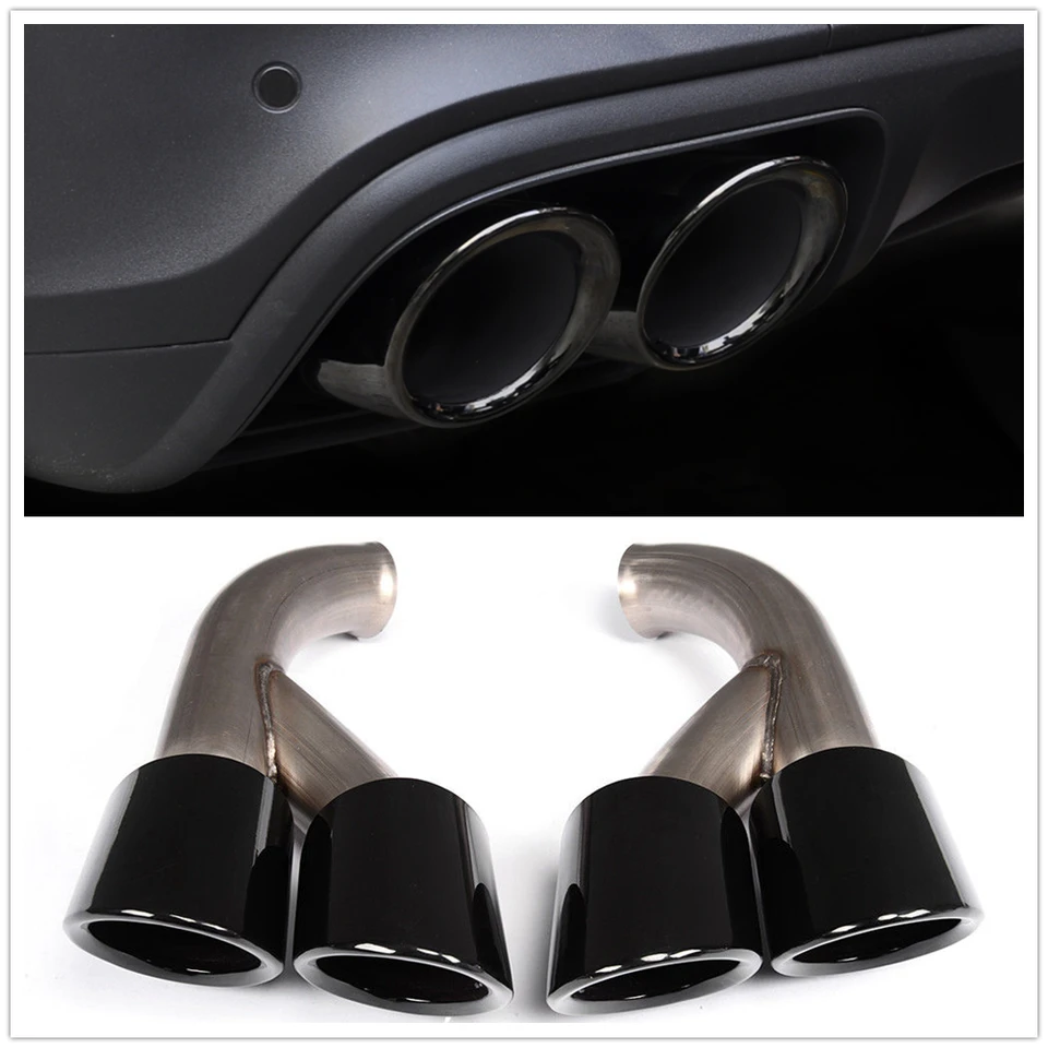 Titánsky čierny automobil zadný výfuk Tap Tips Tips Pipe Vetlet Ventlet Exhause GTS štýl pre Porsche Cayenne V6 C013 2015 2016 2016 2017