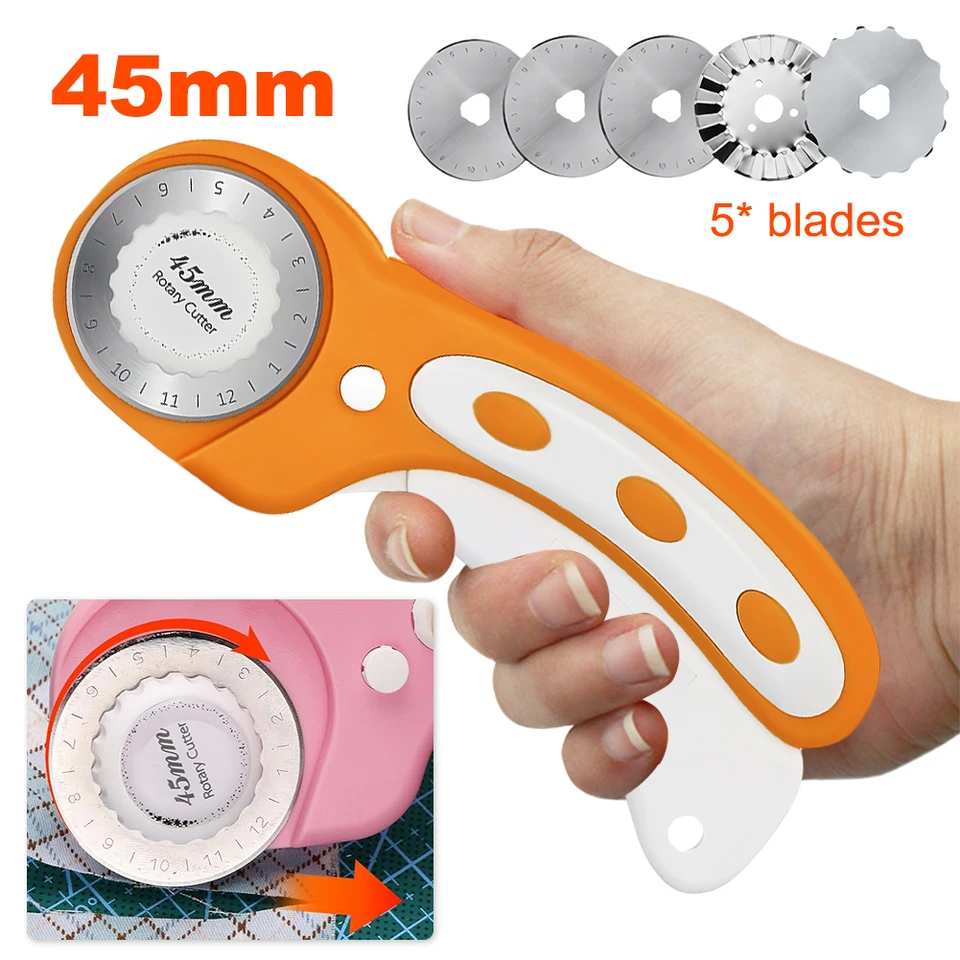 Tkanina 5 náhradné rotačné čepele valivé tkanina Cutter Pinking Rotary Cutter na šitie háčkovania a pletenia na prepravu záplaty
