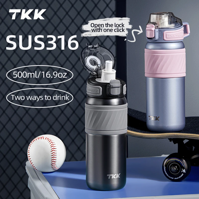 TKK 500 ml/16.09oz SUS316 Vákuový pohár, s únikom prenosného odlučovača čaju s prenosným opakovaným použitím veľkej kapacity Fľaša na vodu TUBLER