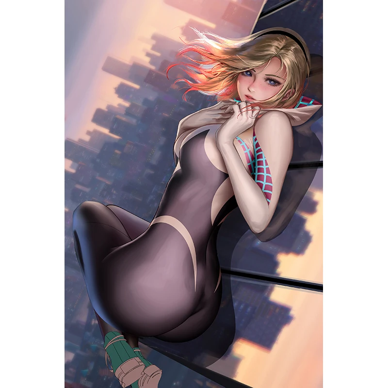 Tlačená hra zlatá vlasy Spider gwen nahé sexy dievča Art Canvas plagát vlastný 16x24 24x36 palca obývacia izba spálňa domáca stena obrázok