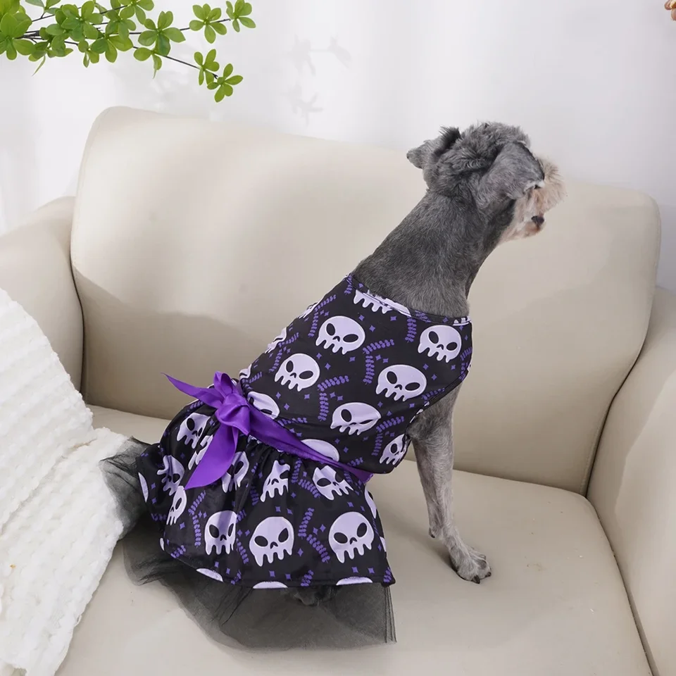 Tlačené piece psie psie psie psie halloweenské psie oblečenie módne kostýmy šteniatko roztomilé mačacie sukne Pet šaty šaty chihuahua psie oblečenie
