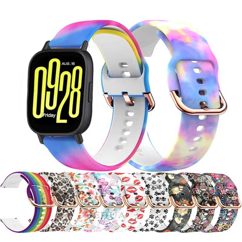 Tlačené silikónové pásmo pre Redmi Watch 5 Lite Sport Band pre Xiaomi Mi Watch5 Active Wristband Sport náramok 20-22 mm príslušenstvo