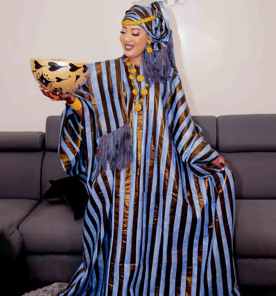 Tlačený brokátový boubout čistý hodvábny odev pre africké ženy Ankara Party Svadobná špičková kvalita oblečenia Dashiki Roup