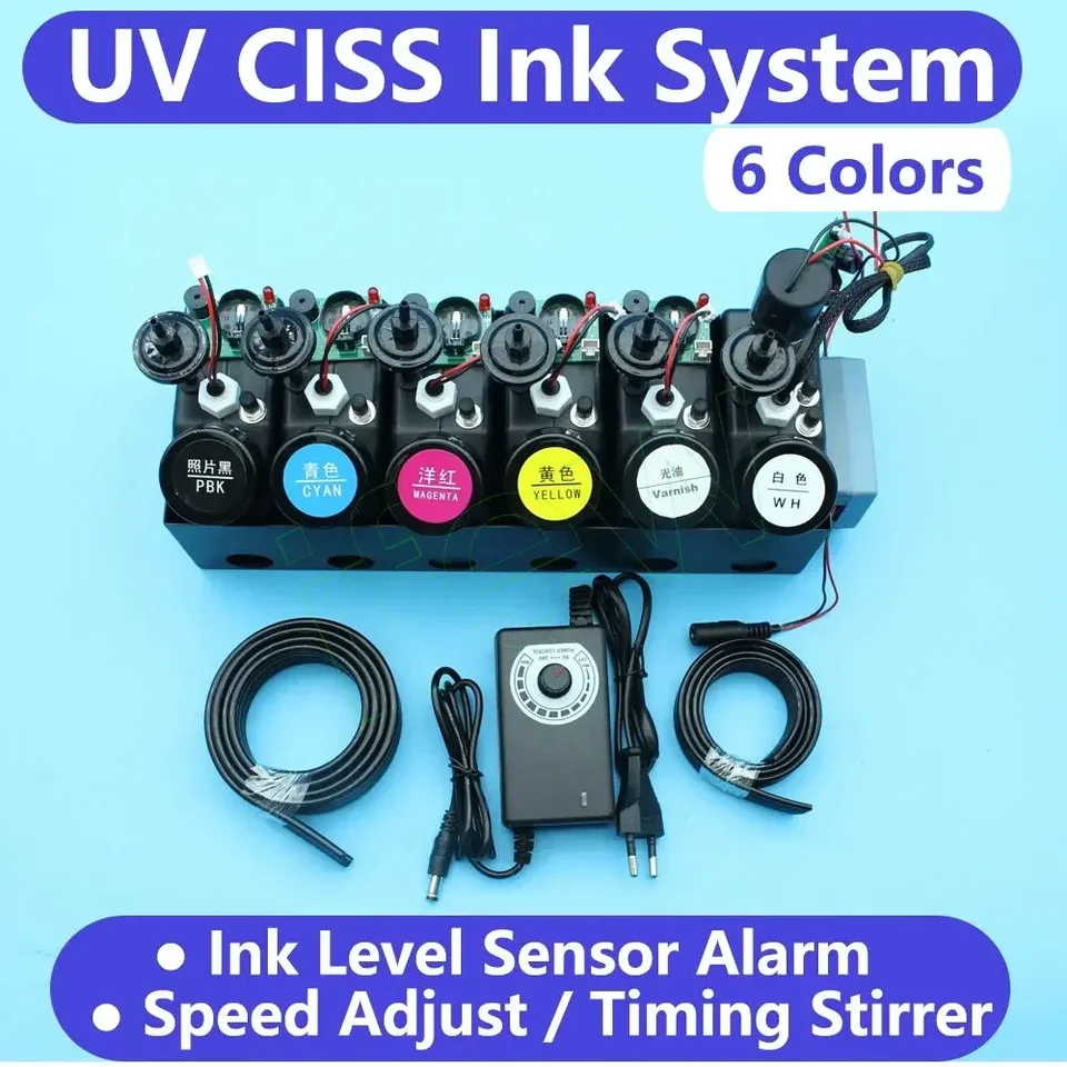 Tlačiareň UV DTF 6 atramentová súprava CISS Systém CISS SYSTEM S MYSLIRE ALTURE ALTIGH ALMIT ALMIT ALMIT TANK TLAČ