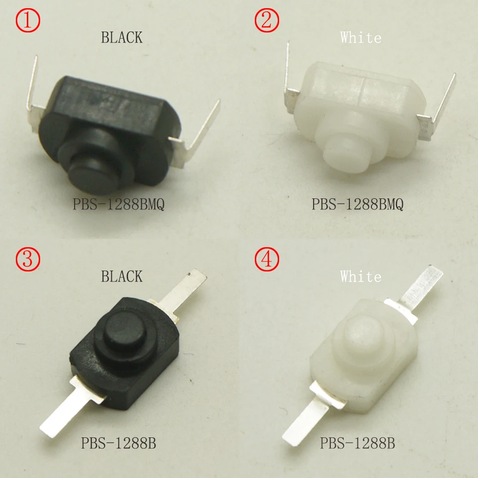 Tlačidlo baterky 10pcs 5v 1A napájanie zapnutia pripájania Stlačením tlačidla PBS 12 mm*8 mm (12 mm 8mm) DC 30V 1A Plastové tlačidlo