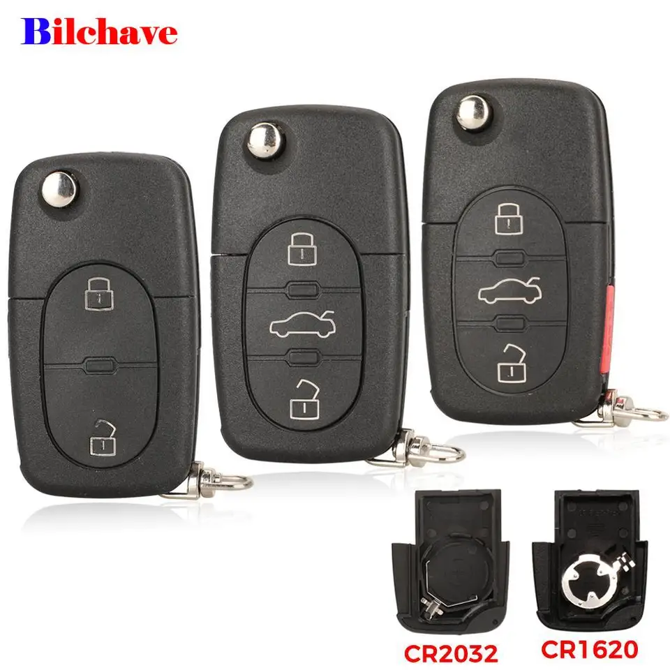 Tlačidlo Jingyuqin 2/3/4 pre Audi TT A2 A3 A4 A6 A6 A8 Skladací diaľkový automobil SHELL PUSE FOB Nezostrihaný čepeľ CR1620/CR2032