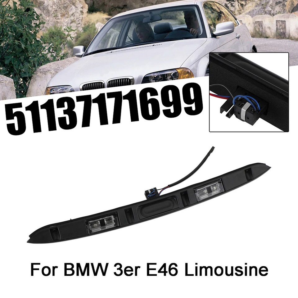 Tlačidlo na tlačidlo auta Trunk Trunk Lid Grip Liste Light Light Svetlo Svetlo 51137170966 Čierna nová priľnavosť veka kmeňa s tlačidlom kľúča