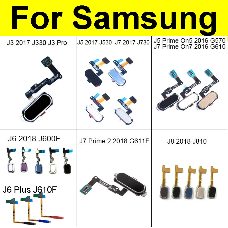 Tlačidlo pre domácnosť pre Samsung Galaxy J3 J5 J6 J7 Plus Pro Prime 2 ON5 6 2016 2017 2018 J330 J530 J730 G611F Menu Key Flex Oprava kábla