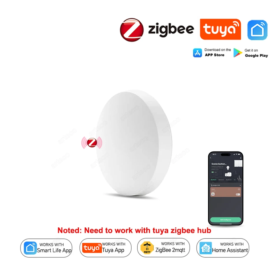 Tlačidlo TUYA ZIGBEE Wireless SMART SMART SPÍNAJÚCE SCREET AUTOMATION AUTOMATION Scenár