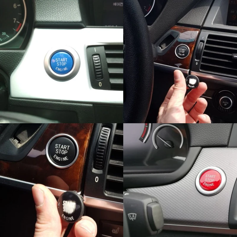 Tlačidlo Štartovacieho tlačidla Motor Vymeňte kryt Stop Switch Príslušenstvo Kľúčové dekorácie pre BMW X1 X5 X6 E71 Z4 E89 3 5 Series E90 E91 E60 E87