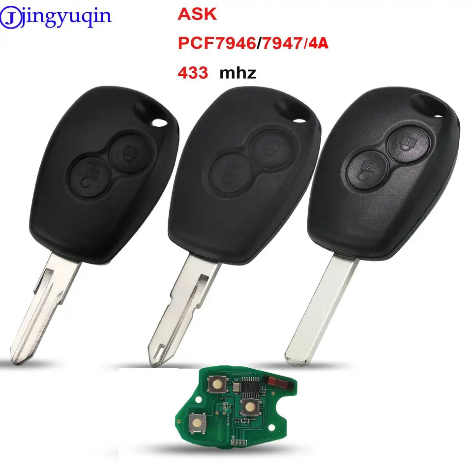 Tlačidlá Jingyuqin 2 pre Renault Duster Modus Clio 3 Twingo Dacia Logan Sandero Kangoo 433MHz PCF7947/7946/4A Chip