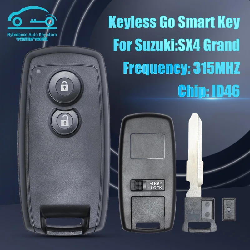 Tlačidlá Smart Remote Car Key FOB 2 pre Suzuki Swift SX4 Grand Vitara 315MHz ID46 Chip HU133 Blade KBRTS003 CMIT ID: 2005DJ0233