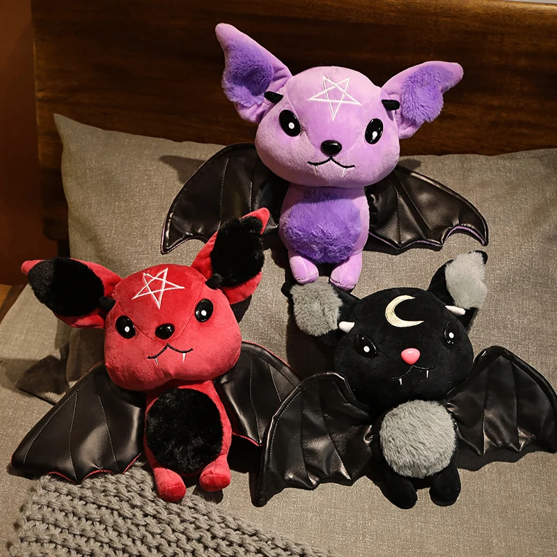 Tmavá séria Vampire plyšová netopierka Pentacle Moon Bat Doll Doll Fľdate gotický skalný štýl tašku Halloween plyšové deti