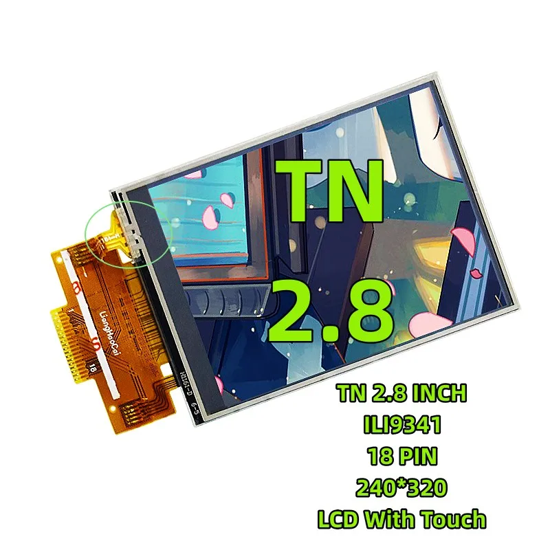 TN 2,8 palca Wide View Vysoko kvalitný panel TFT Display LCD s Touch 240x320 SPI Serial Port IC ILI9341 Vývoj 18pinového zvárania