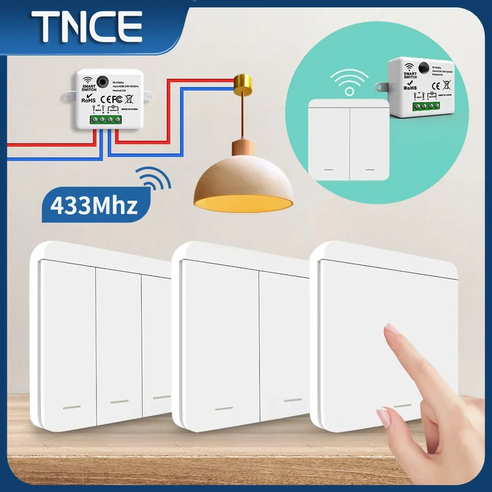 TNCE RF433 RELE RELEPTOR Mini diaľkové ovládanie 433 MHz Wireless Wall Switch 1/2/3