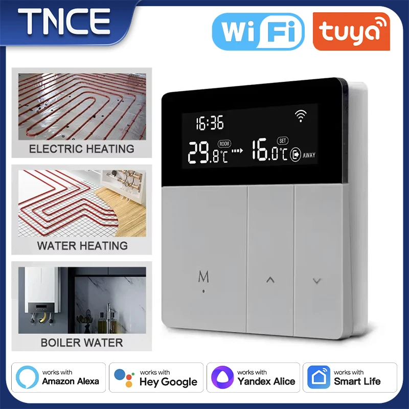 Tnce tuya wifi termostat, voda/elektrická podlahová vykurovanie Vodný plynový kotol inteligentný regulačný regulačný hlas Alice Google Home Alexa