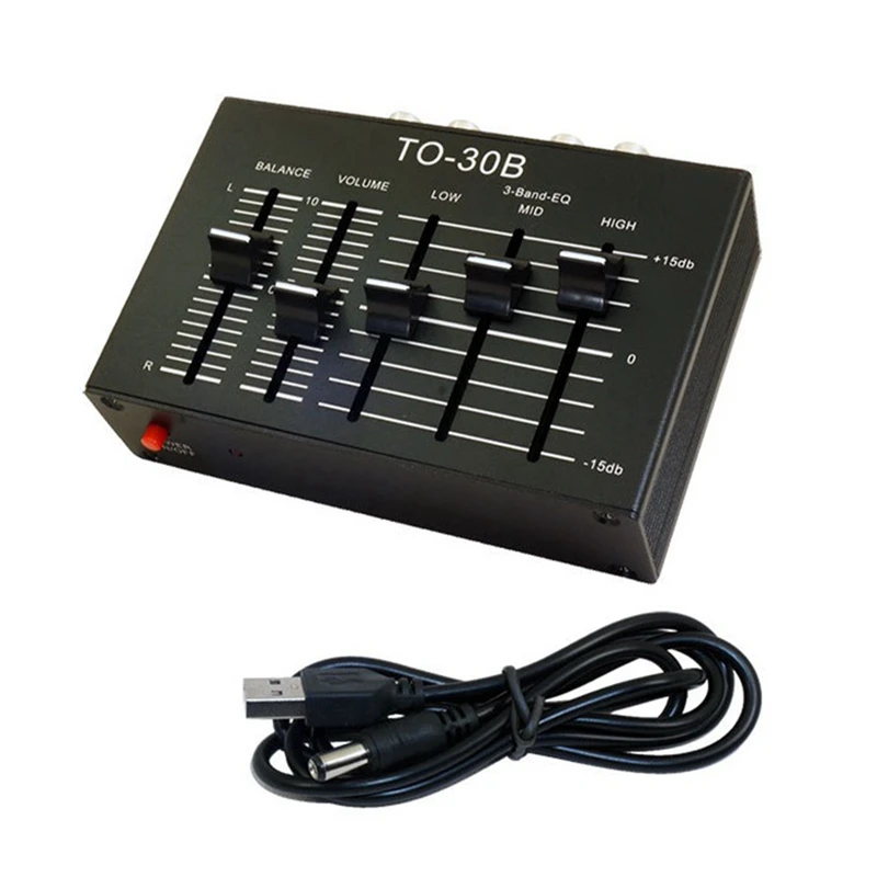 TO-30B DC5V Stereo Audio EQ Vysoké stredné a nízke trojfázové vyvážené predzosilňovač zvukové zvukové riadenie zvuku
