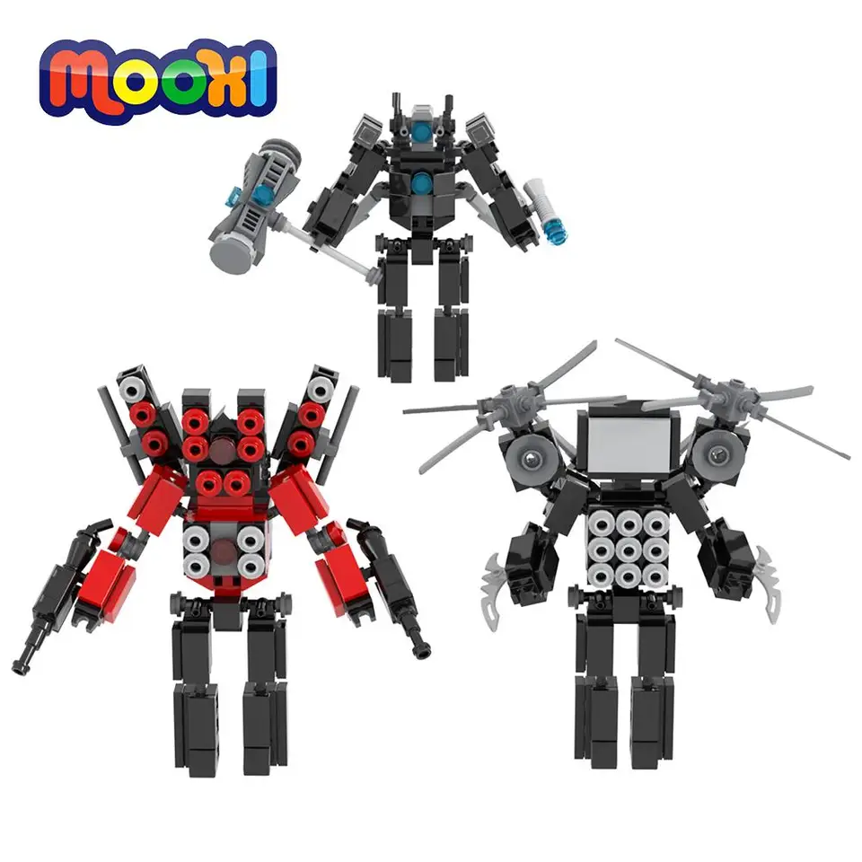 Toaleta Mooxi Skibidi toaleta 510ks MOC tehly Titan Camera reproduktor TV Man Mana Action Figures Building Blocks Hračky pre deti darček MOC1395