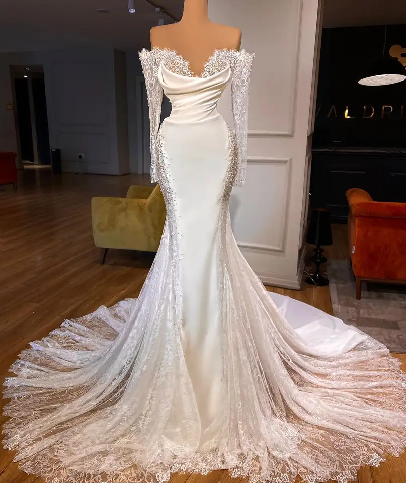 Tobebridal 2024 ZADARMO Prispôsobte jedinečný Stredný východný satén+čipka Vestido de Novia TBW016