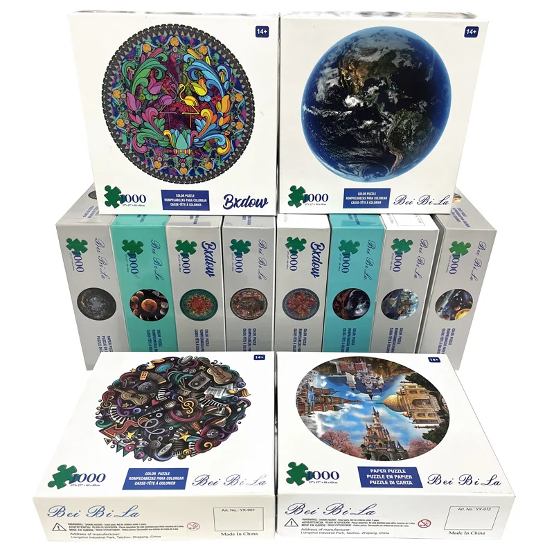 Tobefu 1000ks/set farebná dúha Zem Moon Round Geometrical Photo Puzzle Dospelé deti DIY vzdelávacie hračky Jigsaw Puzzle Paper