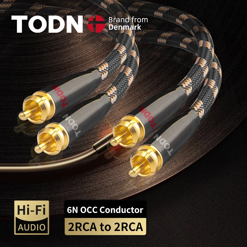 Todn RCA kábel 6n OCC HIFI 2RCA na 2RCA High-end Audio Káble pre zosilňovač DAC DAP MASE TO MÁ TV SPOLOČNOSTI STEREO MAXER