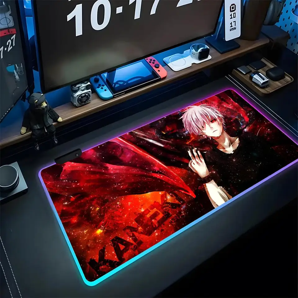 Tokyo Ghoul Mouse Disk Decor Pad Pad Gaming LED Myš Myt 900x400 Mousemats stolové podložky PC Desk Mat RGB Klávesnica Mat xxl