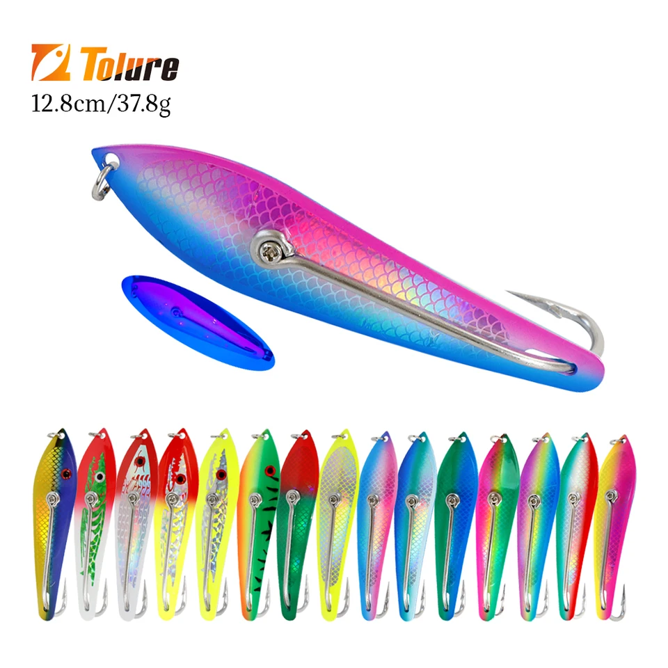 TOLU Spoon Láky 5inch/12,8 cm rybársky v tvare kovové flitry Deep Mor Fishing Trolling Jig Lure Kingfish Mackere