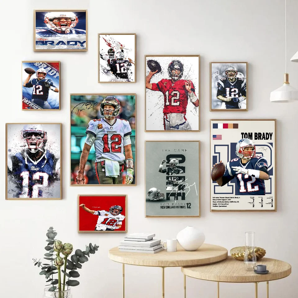 Tom Brady Citáty plátno americký futbal atlet DIY lepkavý plagát nepremokavý papier slepka na kaviareň kaviareň Bar nástenné maľovanie