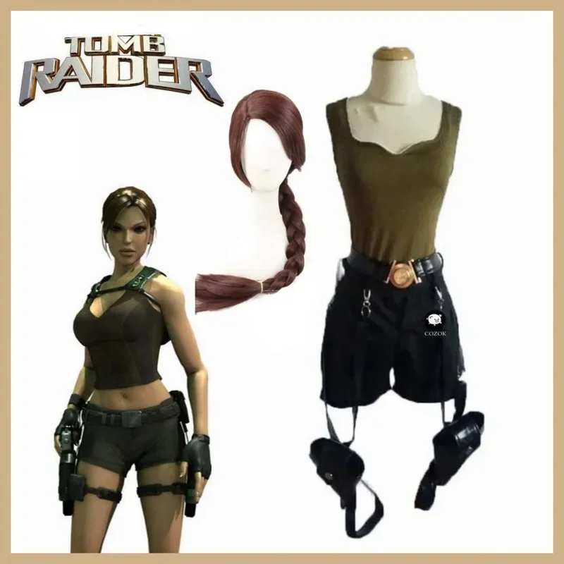 Tomb Raider Lara Croft s taškou Halloween Cosplay kostým zvyčajná veľkosť Mn9