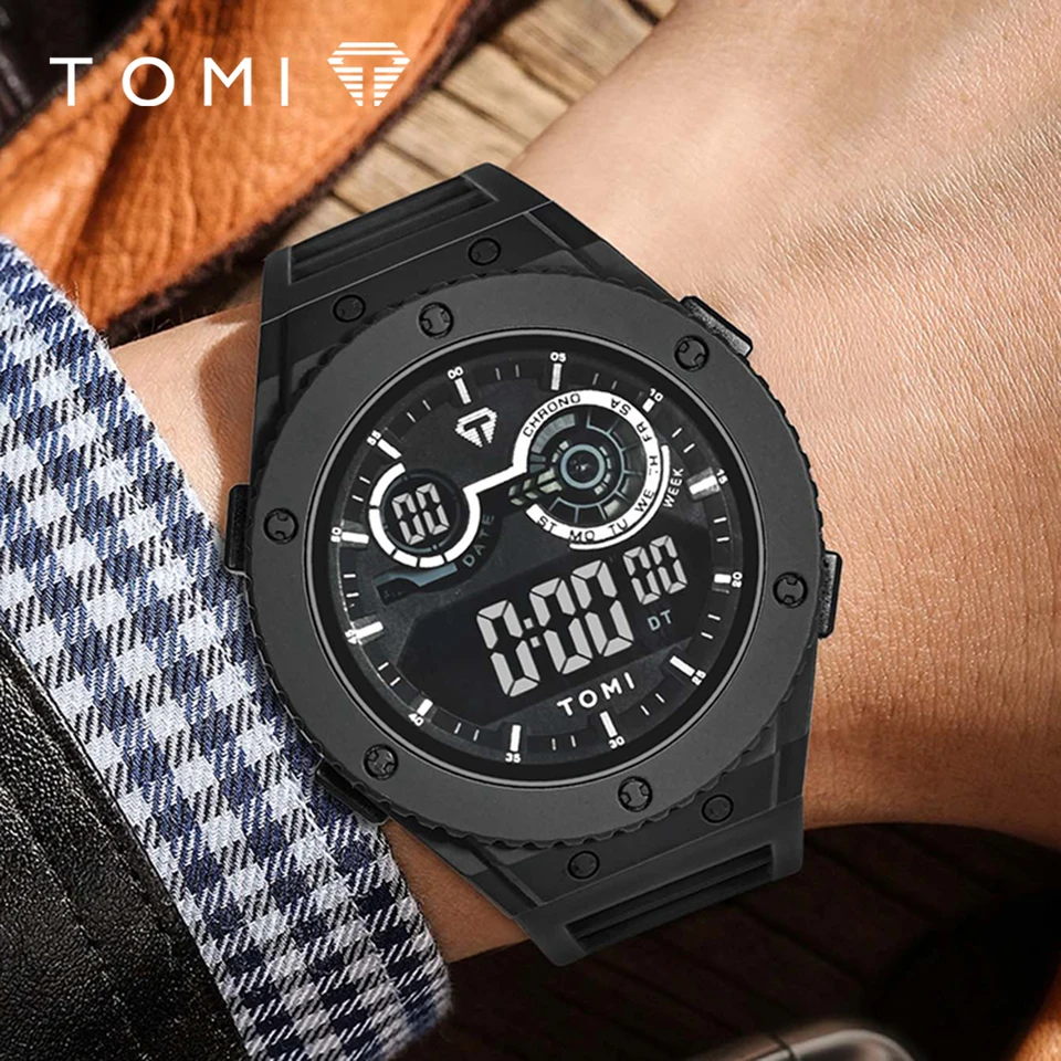 Tomi Men's LED LIMINE Digital Watch Minimalistický dizajn 30 metrov vodotesné športové hodinky Dátum Študent Student Electronic Watch