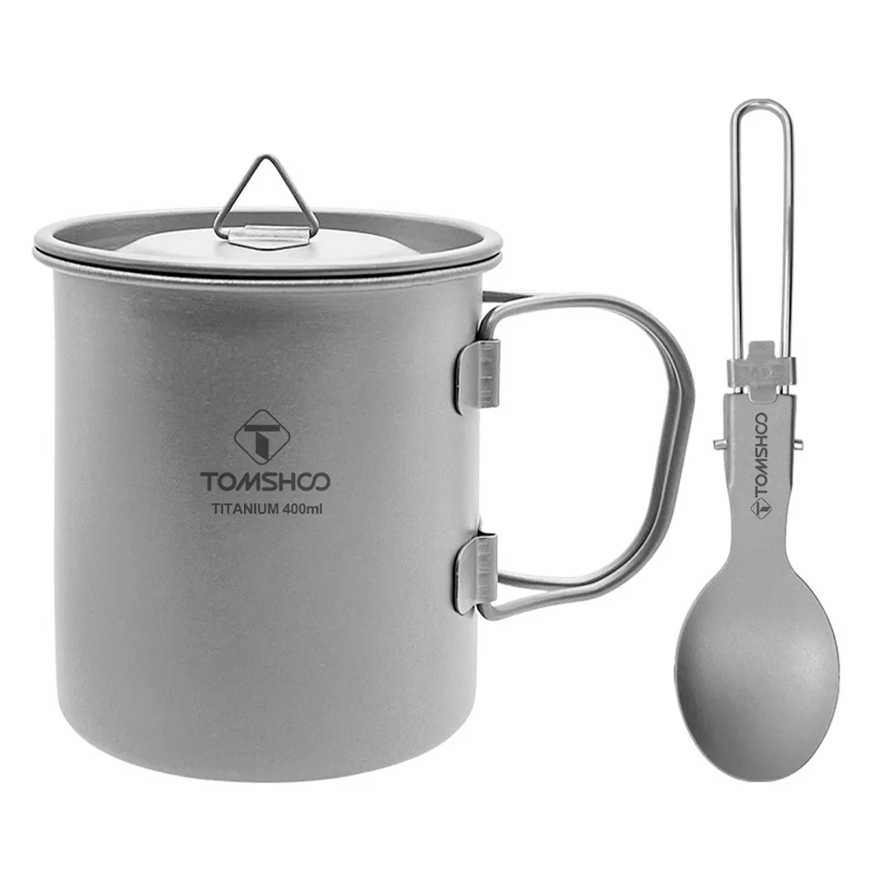 Tomshoo Camping Accessory Turisk Slave Titánium Spoon Cup Outdoor Swachware Pohár pre piknikový hrnček Coffee Maker Tourism Supplies
