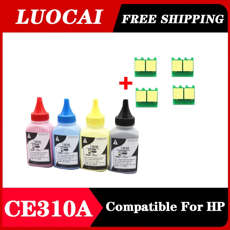 tonerový prášok +4chip CE310A -313A 126A Toner Cartridge pre HP LaserJet Pro CP1025 M275 100 Color MFP M175A M175NW Printer