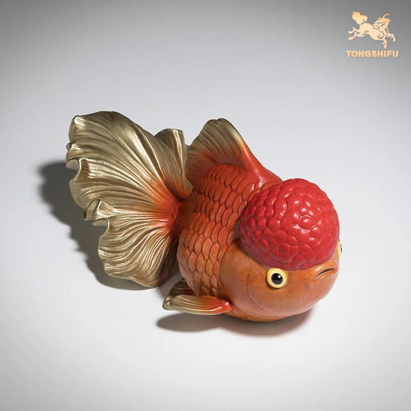 Tongshifu Lion Head Model Goldfish Model Brass Animal GK Desk Dekorácie socha fotografie