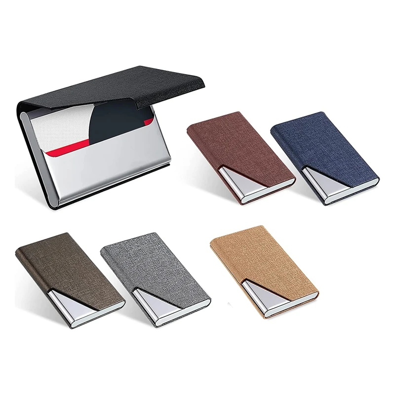 Top-6 PCS Držiteľ vizitiek s magnetickou kožou z nehrdzavejúcej ocele Puzdro pre tvrdú kartu Peňaženka
