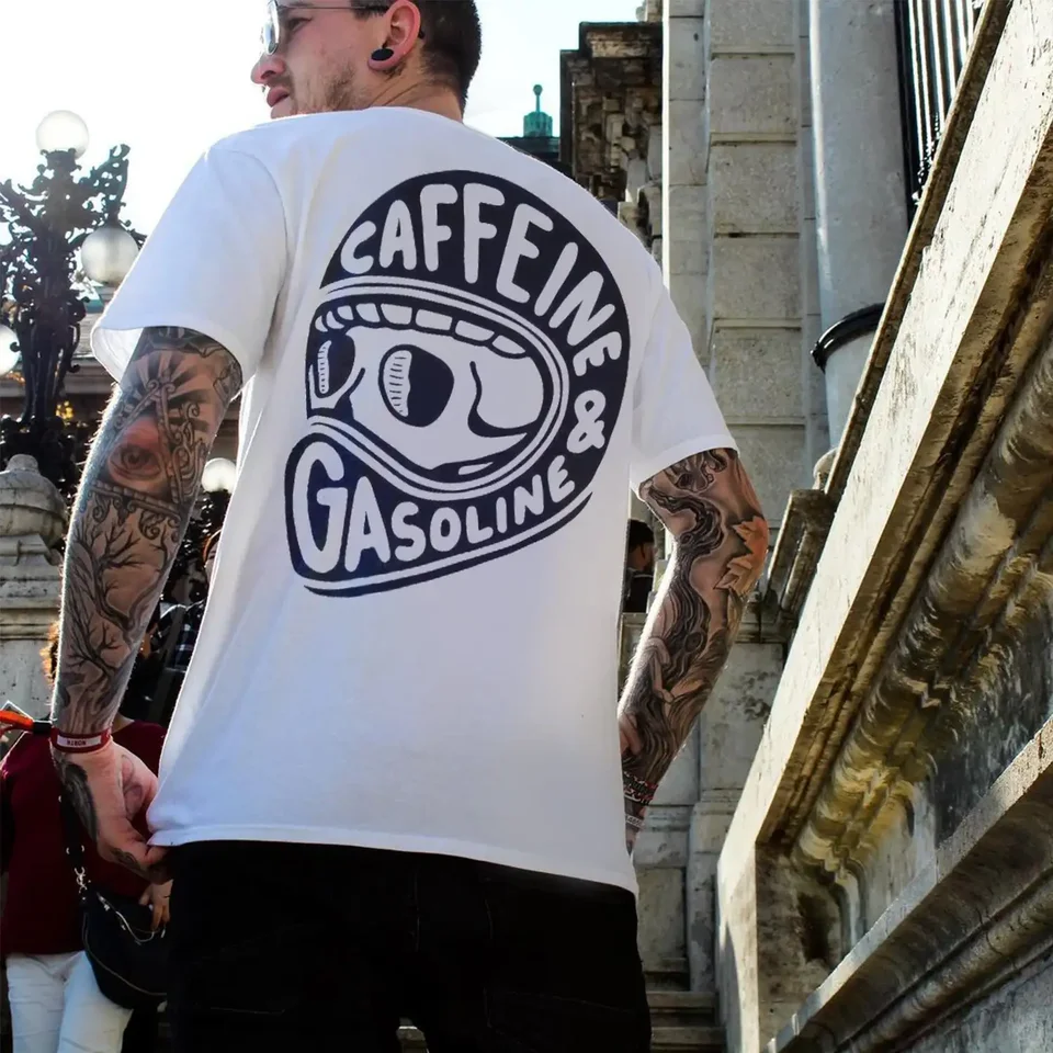 Top s krátkym rukávom klasické módne tričko Unisex Grafický bavlnený kofeín a benzínové letné tričko Y2K