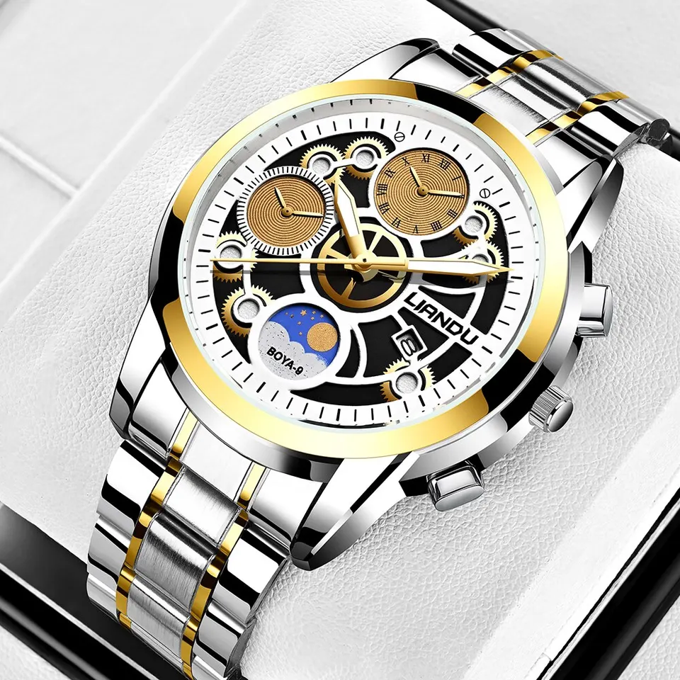 Top značka Luxusné módne hodinky Men Mechanical Dial Clock Sport hodinky Mens Quartz náramky re vlogio maskulino